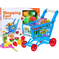 Žaislinis pirkinių vežimėlis su pjaustomomis daržovėmis ir pirkiniais "Cart"